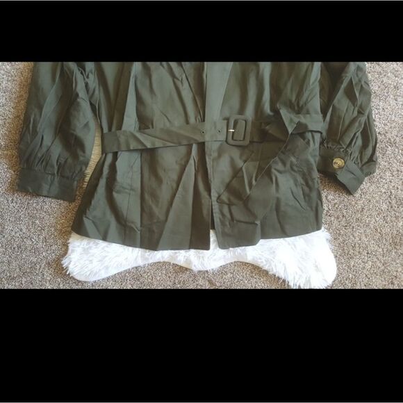 Who What Wear Belted Jacket Open Front Olive Green Dressy Women’s Size 1X NEW - Picture 8 of 11